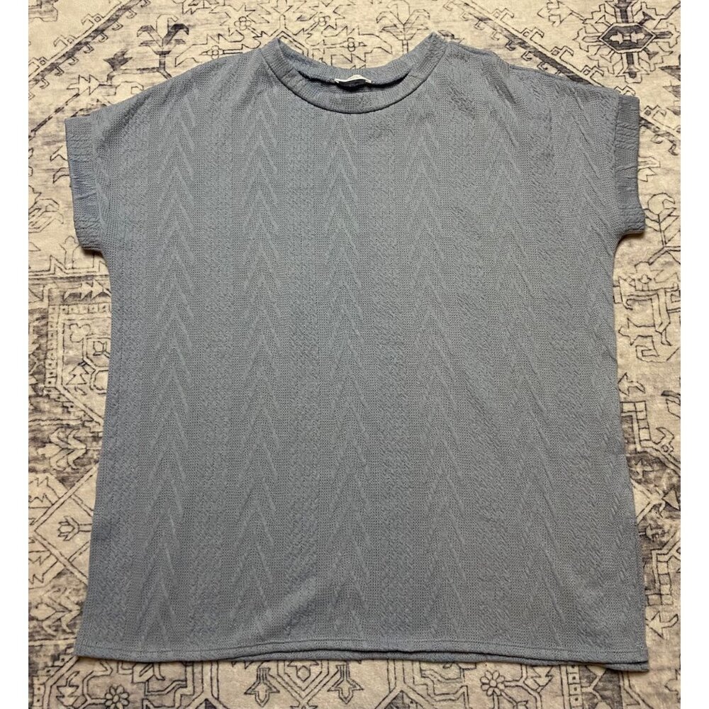 Chic Soul Light Blue Textured Knit Short Sleeve Top 2XL Polyester Made In USA